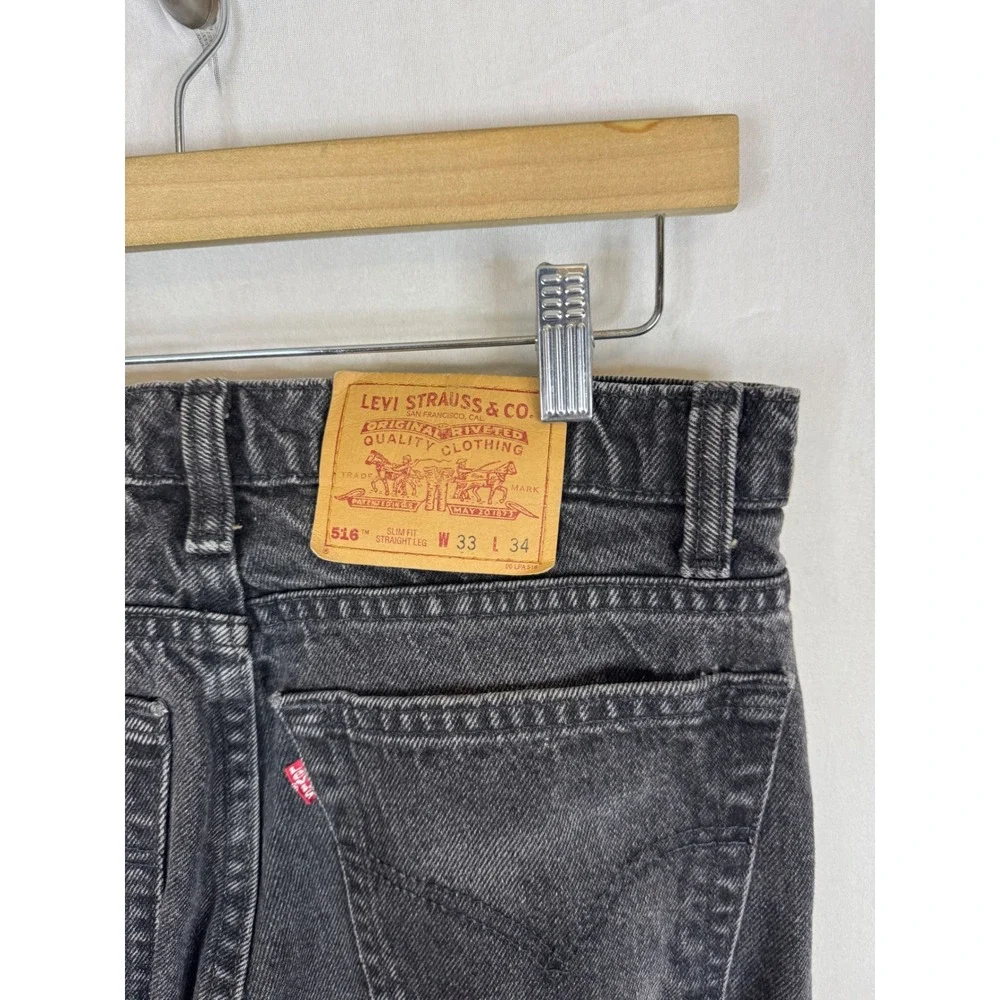 Vintage 90s Levis‎ 516 Slim Fit Straight Leg Jeans Mens 33x34 Faded Black Canada